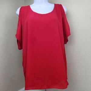 🍑A. Byer Red Cold Shoulder Top Medium
